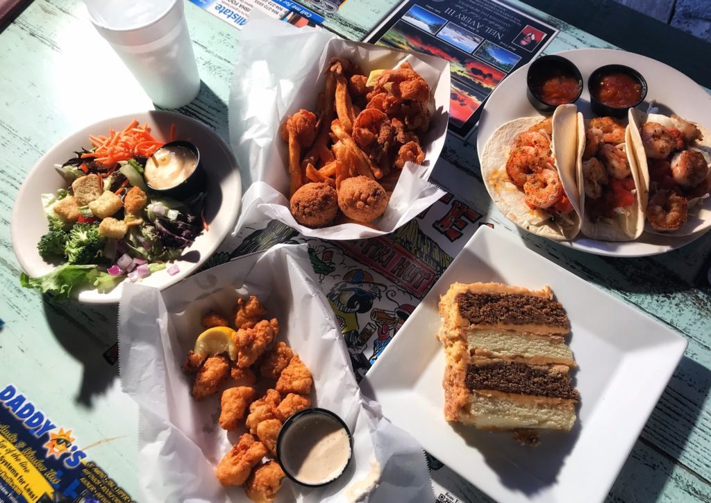 Entrees and desserts at Whitey's Fish Camp in Fleming Island