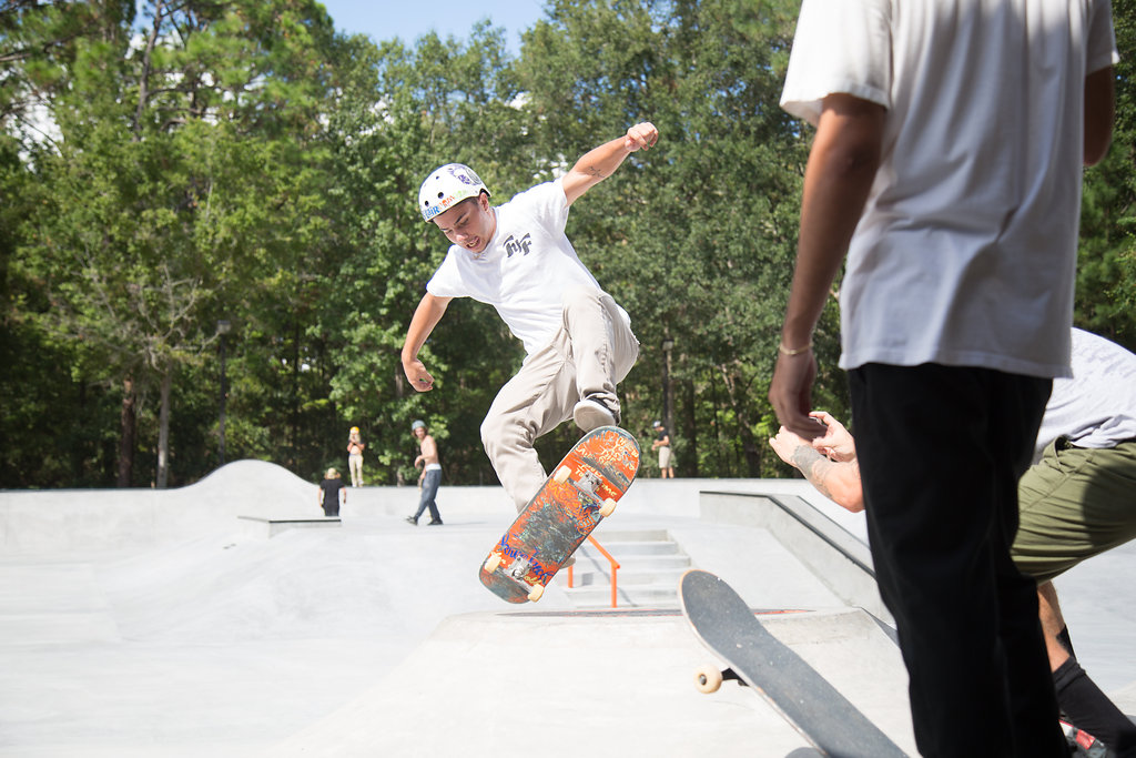 Skaters at the Orange Park Skateboard Park