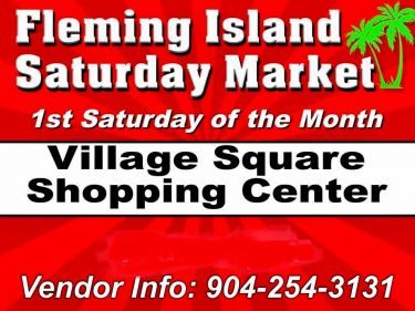 Event information in white block style letters over red background.