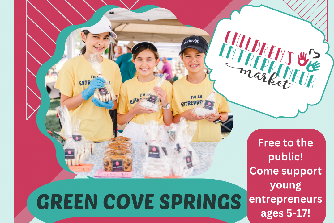 Flier of children market with photo of children and event information
