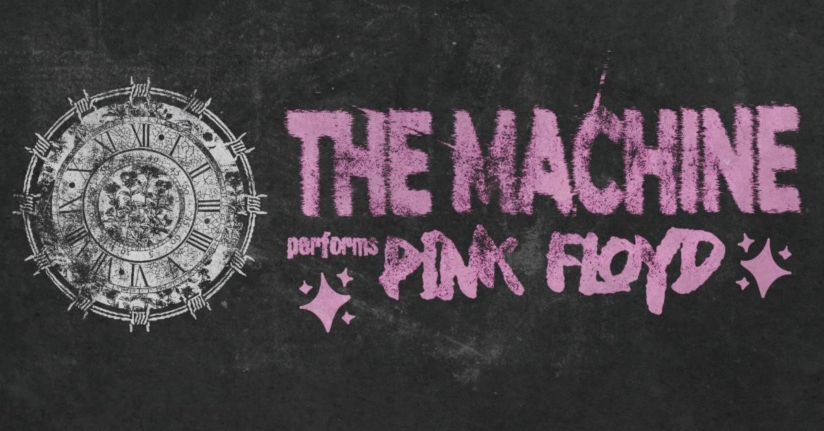 Band name written in pink "punk" lettering on black background
