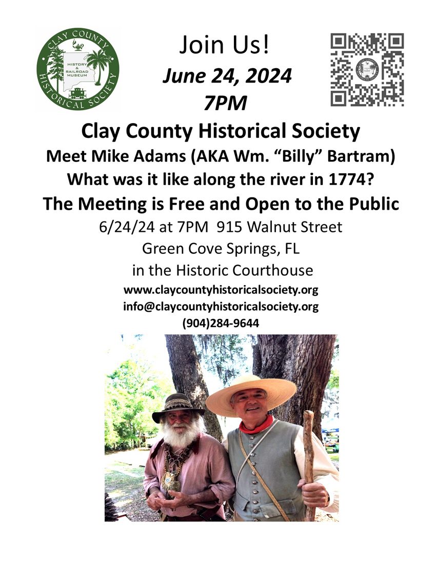 Clay County Historical Society Flyer about guest speaker with event information