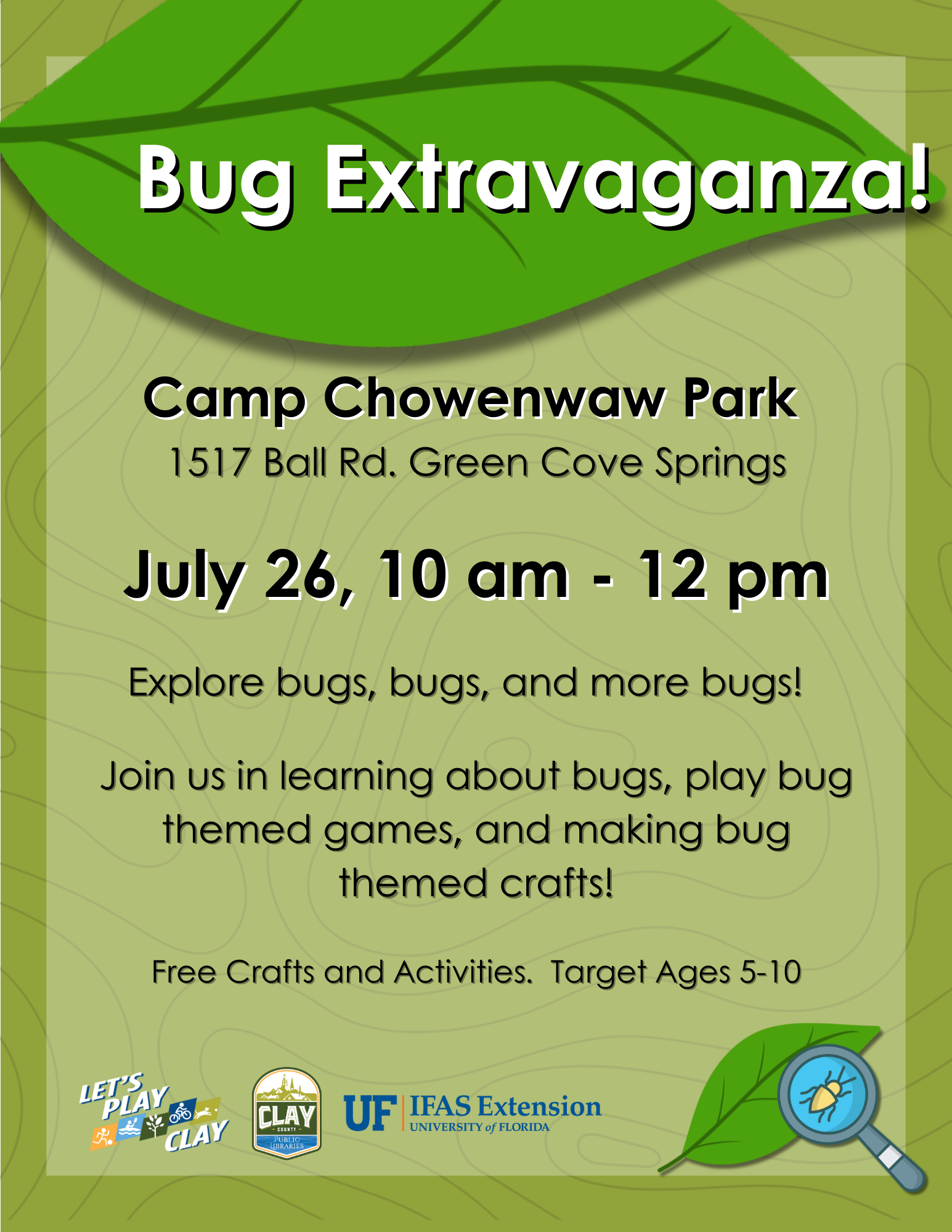 Green flier with an image of a leaf and event details