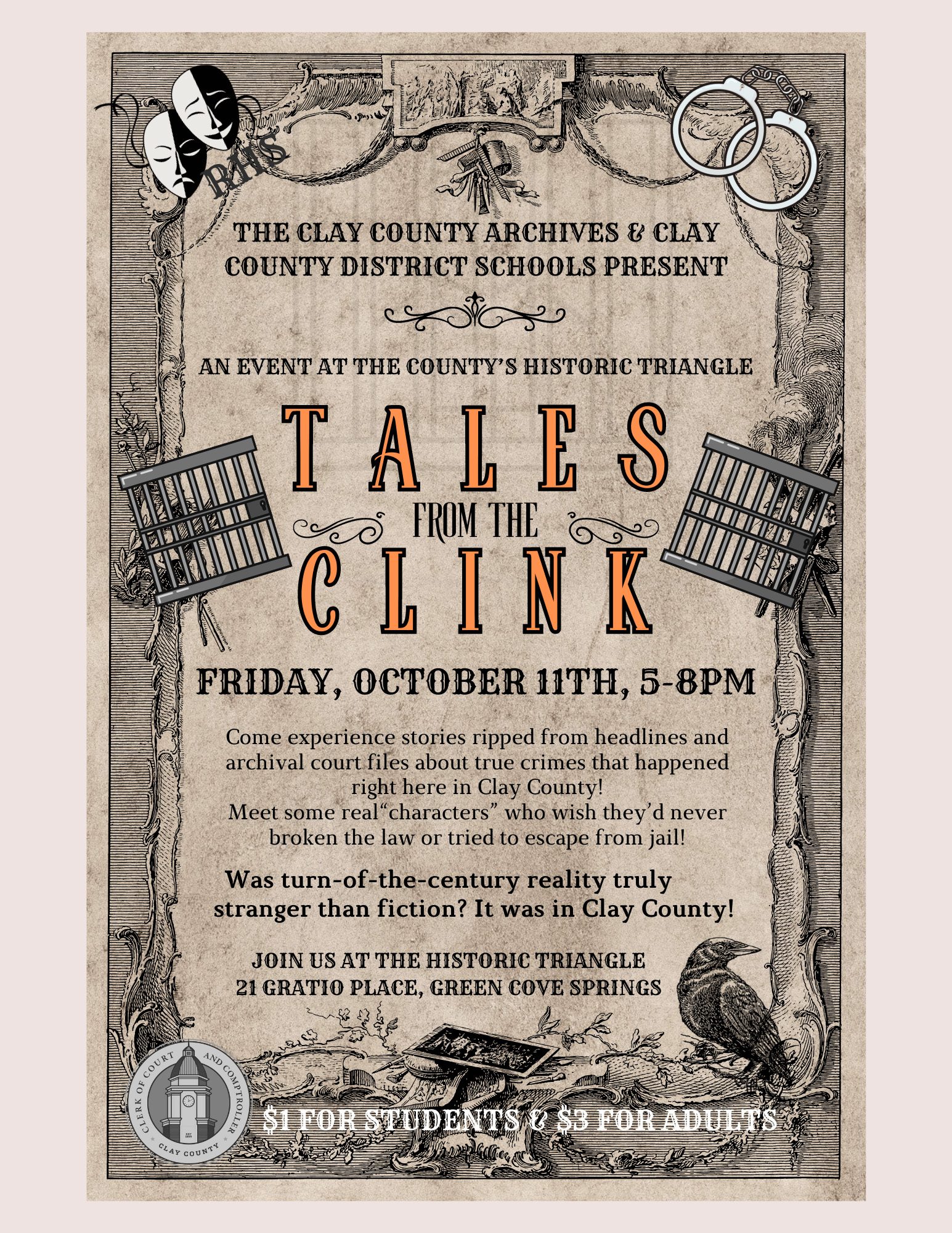 Event information printed on vintage background.