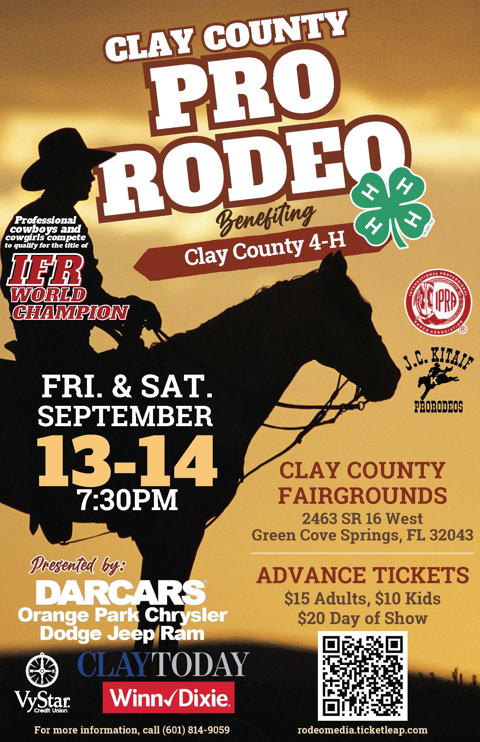 Event information posted with silhouette of a horse and rider in the background.