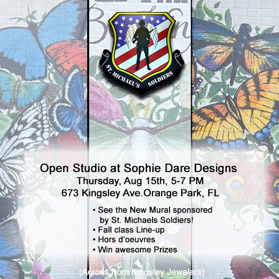 Event information on artistic background.