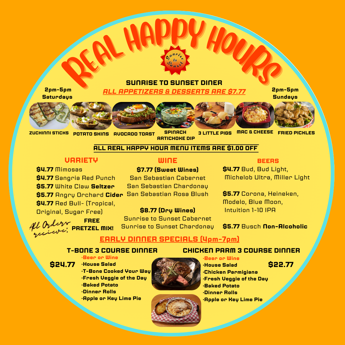 Sunrise to Sunset Menu