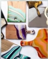 Picture of multi colored cutting boards.