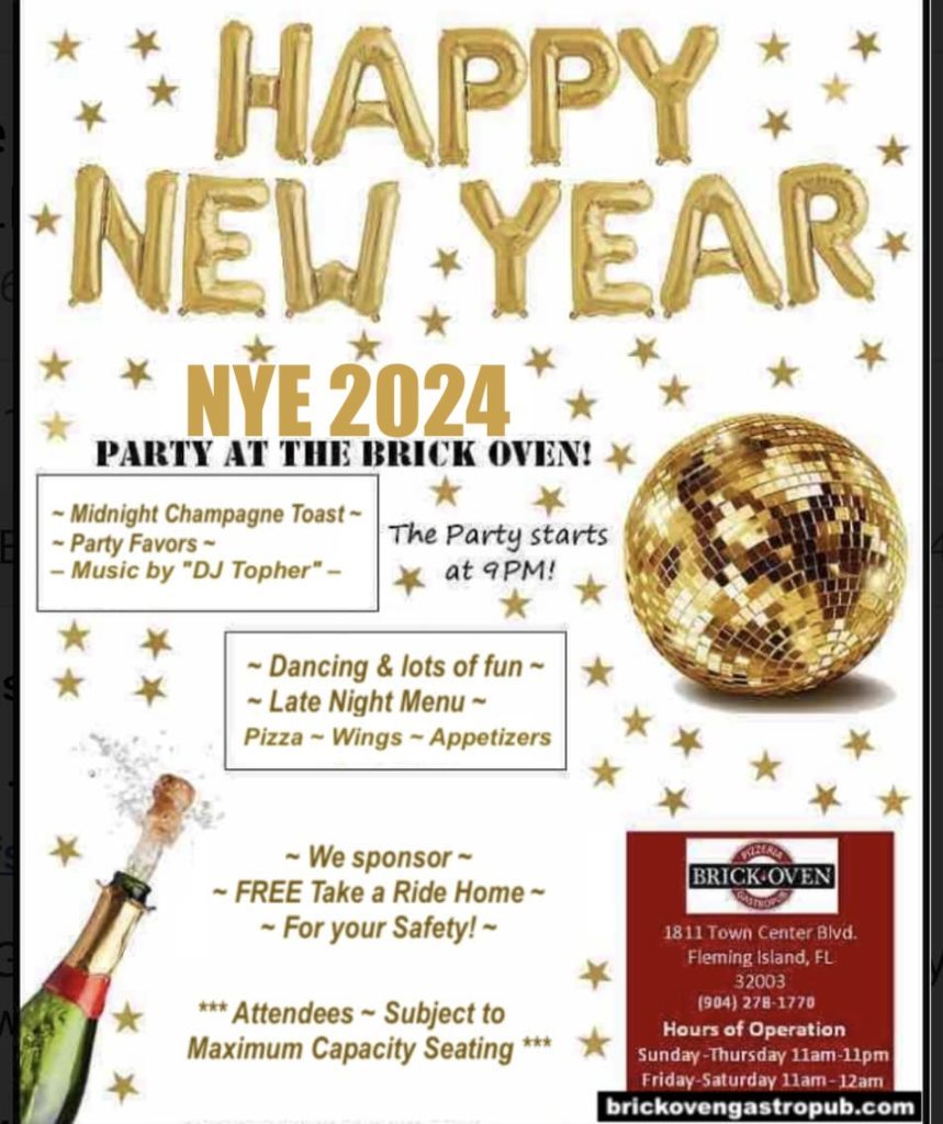 New Years Eve Party at Brick Oven in Fleming Island