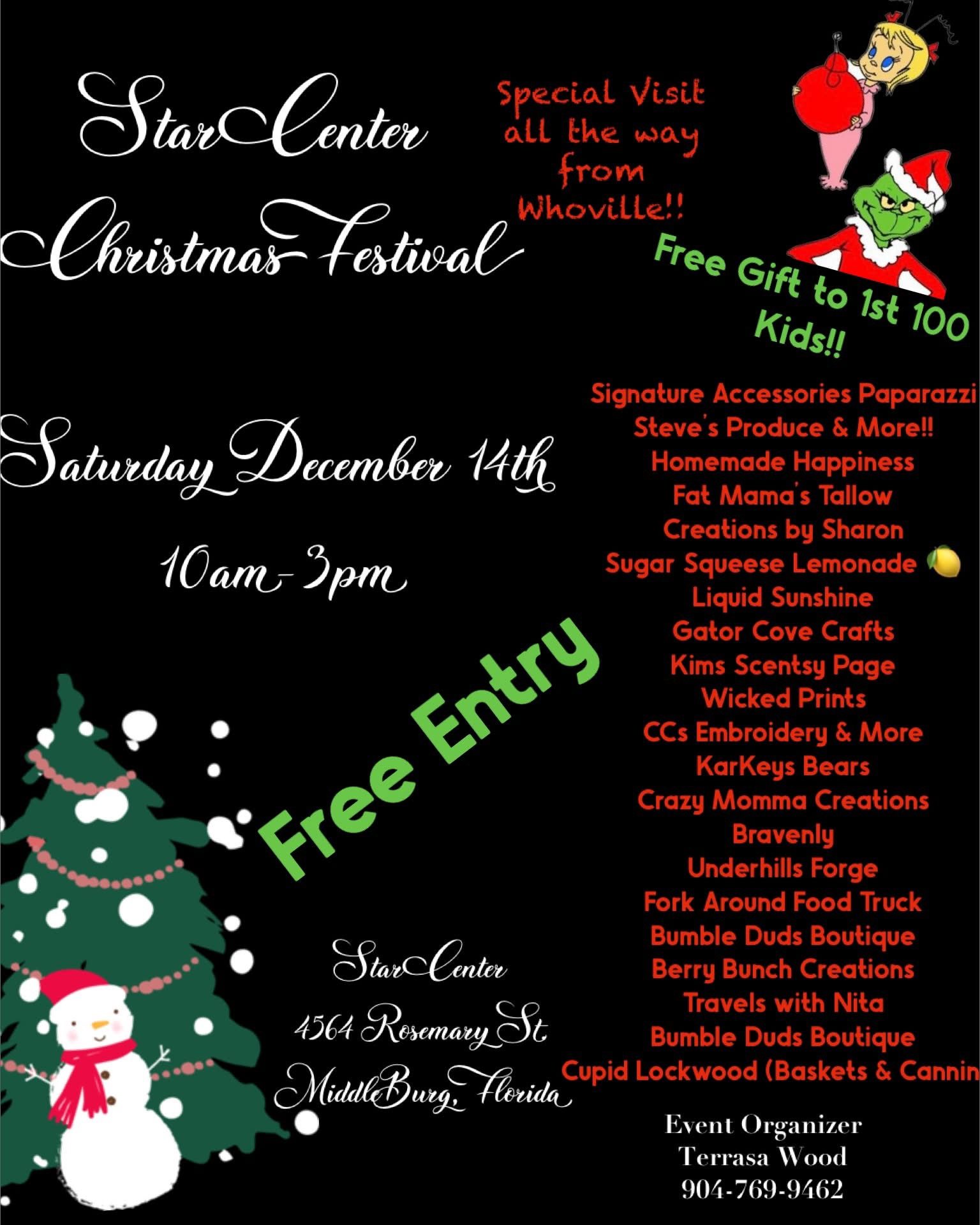 Event flyer on black background.