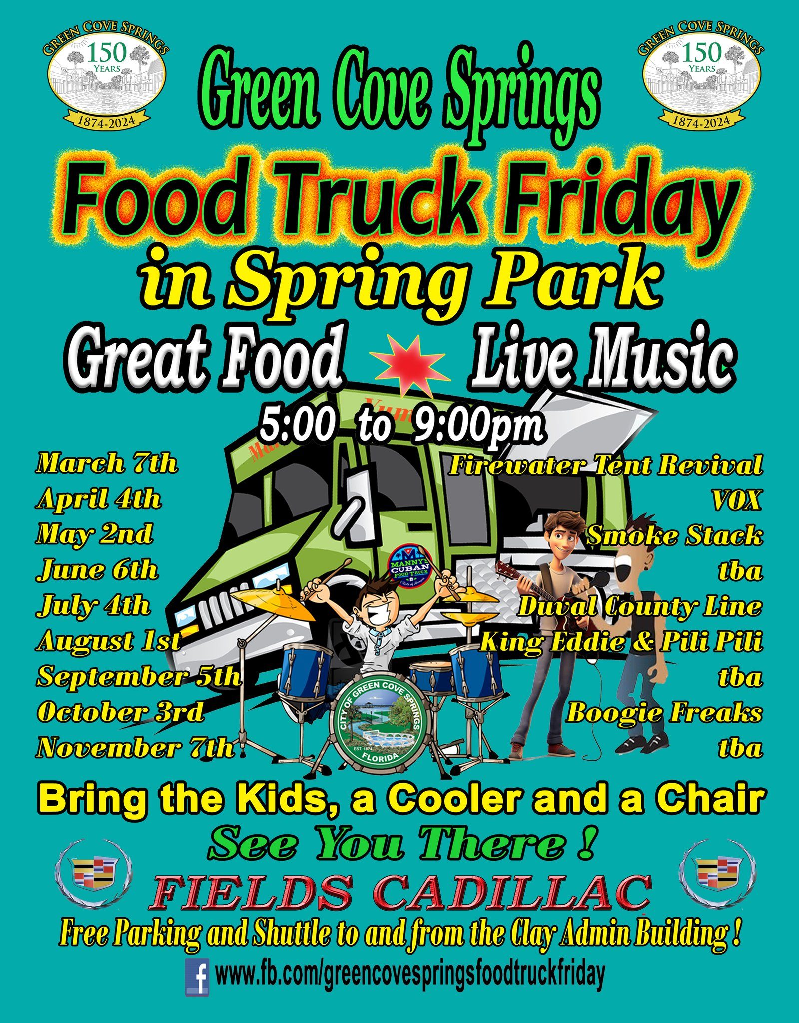 Event flyer with dates of upcoming events.