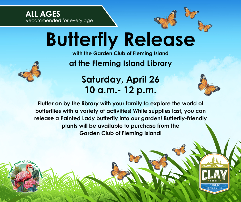 Butterfly Feature Photo Event flyer with printed information.