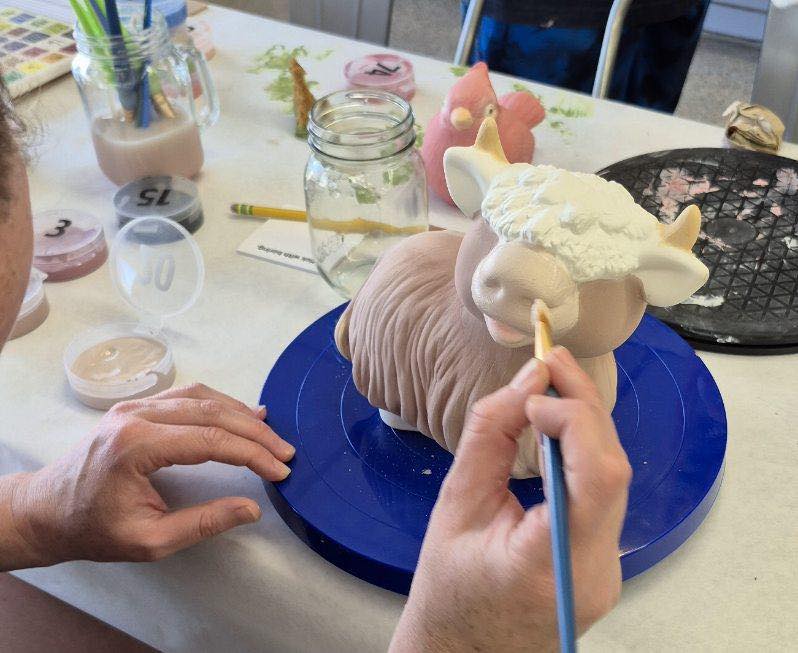 Cow clay figurine painting at the Dirty Palette