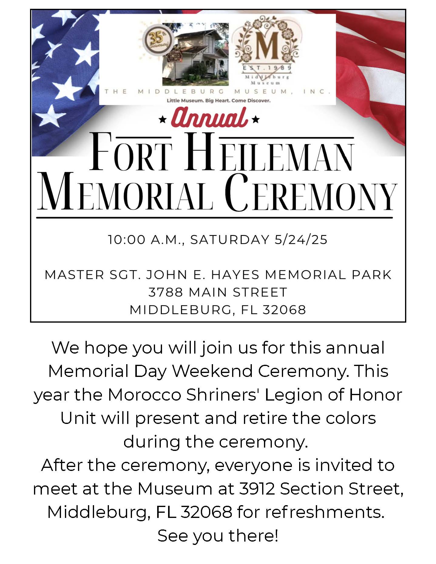 5.24.25 Ft. Heileman Ceremony Full Sheet Flyer Fort Heileman Memorial Ceremony Flyer