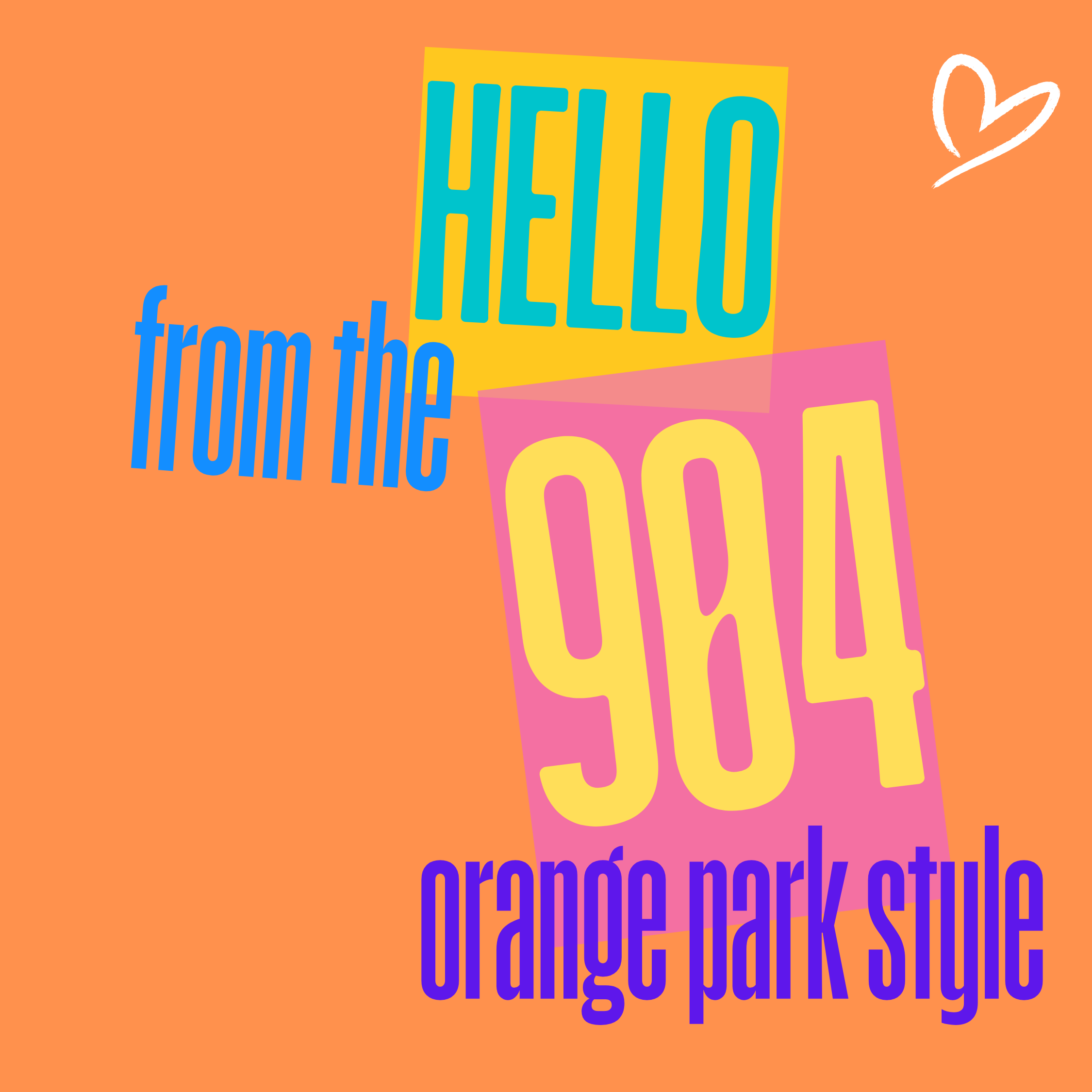 Orange flyer with event name written in multiple colors.