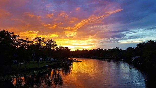 Sunrise view over the water in Clay County, FL