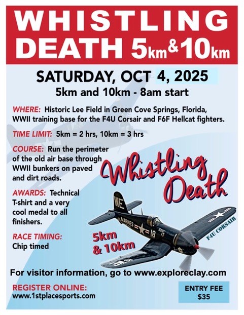 Event flyer with information and a WWII era plane.
