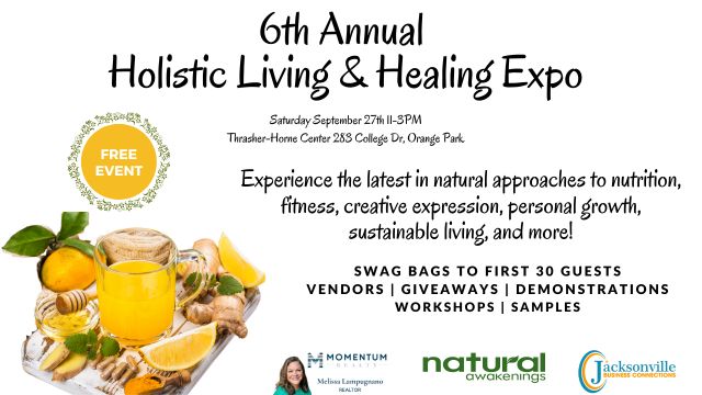 Holistic Living Feature Photo Event flyer with information.